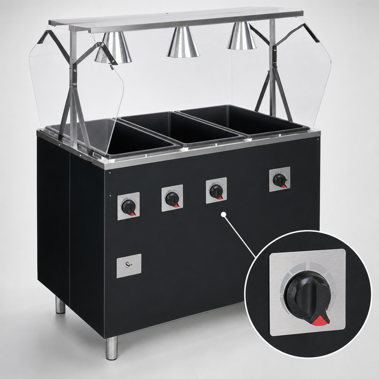 Product image #4 for Vollrath 2-Series Affordable Portable Deluxe 4-Well Mobile Hot Food Station with Breath Guard