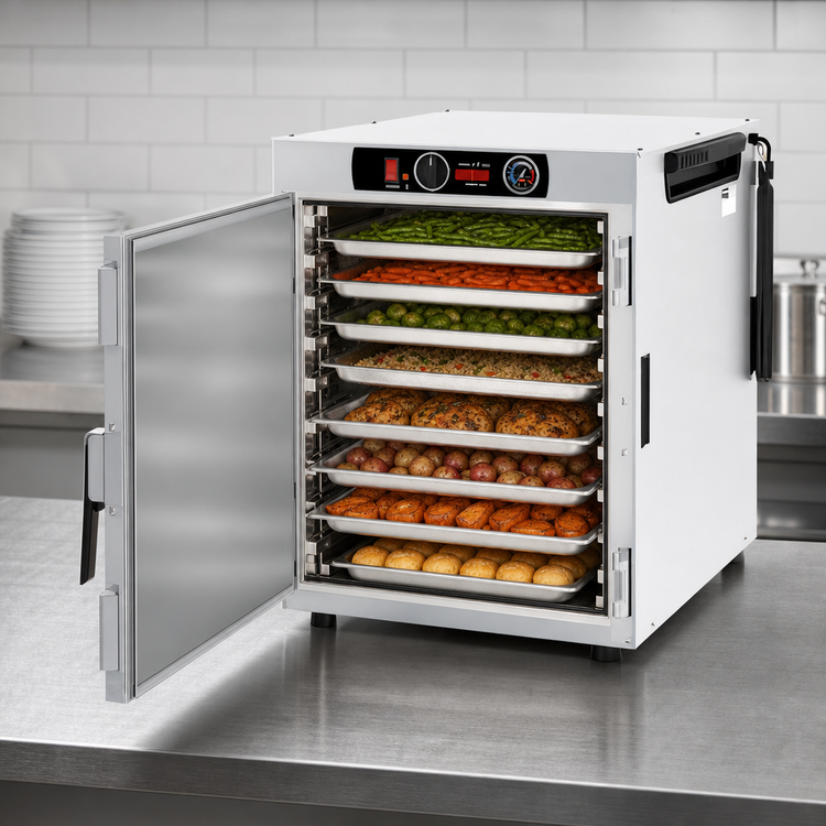 Product image #4 for Metro HotBlox Wide 8-Pan Pass-Thru Countertop/Stacking Hot Food Holding Cabinet, Solid Front/Clear Rear Doors