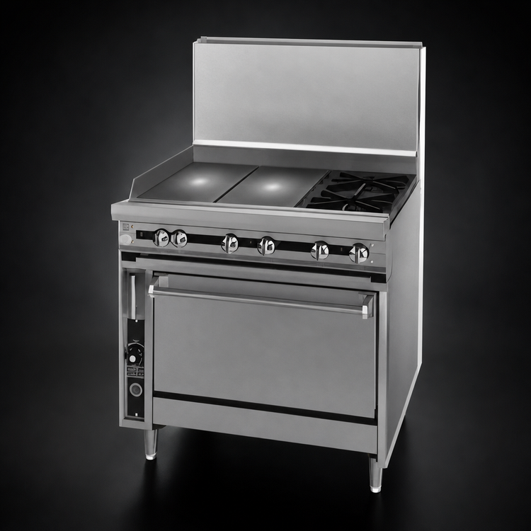 Product image #4 for Titan 36" Heavy Duty Gas Range with (2) Open Burners, (2) 12" Hot Tops, and Standard Oven