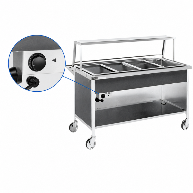 Product image #4 for Atlas Metal CAH-2 Two Pan Electric Mobile Hot Food Serving Counter