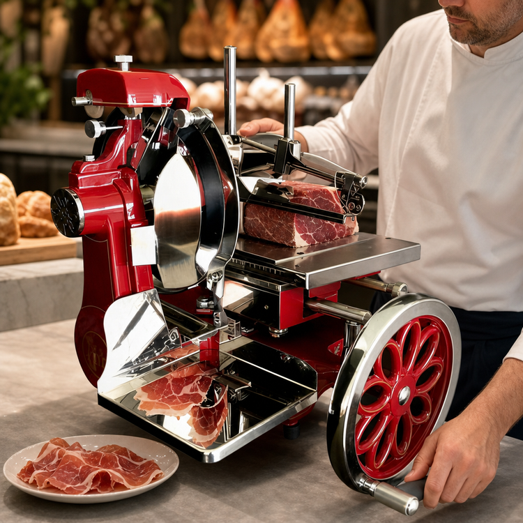 Product image #4 for Volano Trento 12-Inch Hand-Operated Flywheel Meat Slicer