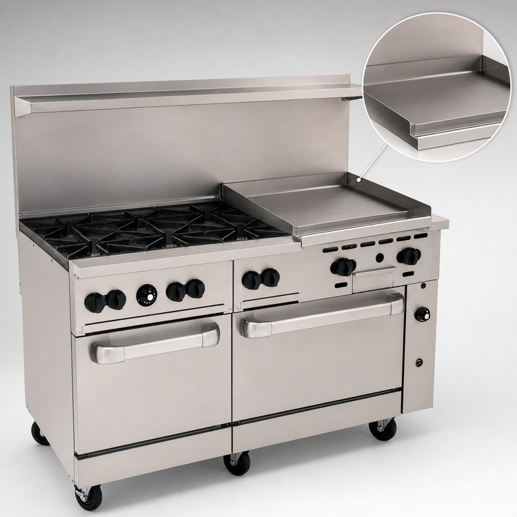 Product image #4 for Vulcan Endurance Quick Ship 60-Inch Natural Gas Restaurant Range with 6 Open Burners, 24-Inch Manual Griddle and 2 Standard Ovens