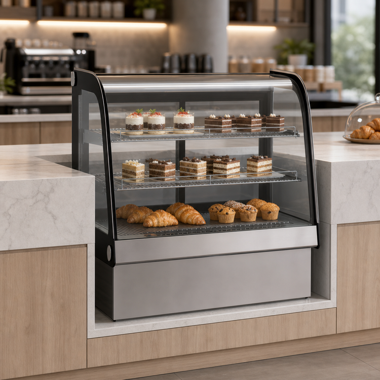 Product image #5 for Omcan Drop-In Curved Glass Refrigerated Showcase, 28-Inch Wide, 3.1 Cu. Ft., Sliding Door