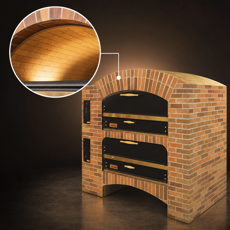 Product image #4 for Marsal MB-60 Stacked Gas Double Deck Pizza Oven with Two 36 x 60 Inch Chambers