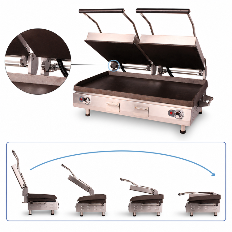Product image #4 for Star Pro-Max 2.0 28-Inch Countertop Panini Sandwich Grill with Smooth Cast Iron Plates, Counter-Balance Hinge, and Digital Timer