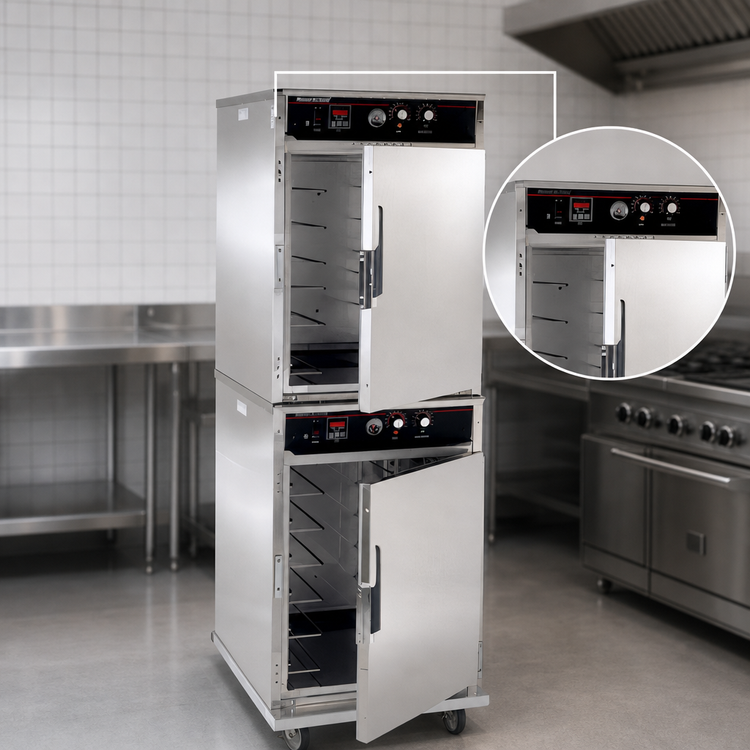 Product image #4 for Cres Cor Roast-N-Hold Stacked Half-Size Convection Cook and Hold Oven, 2-Compartment, 208V, 3-Phase