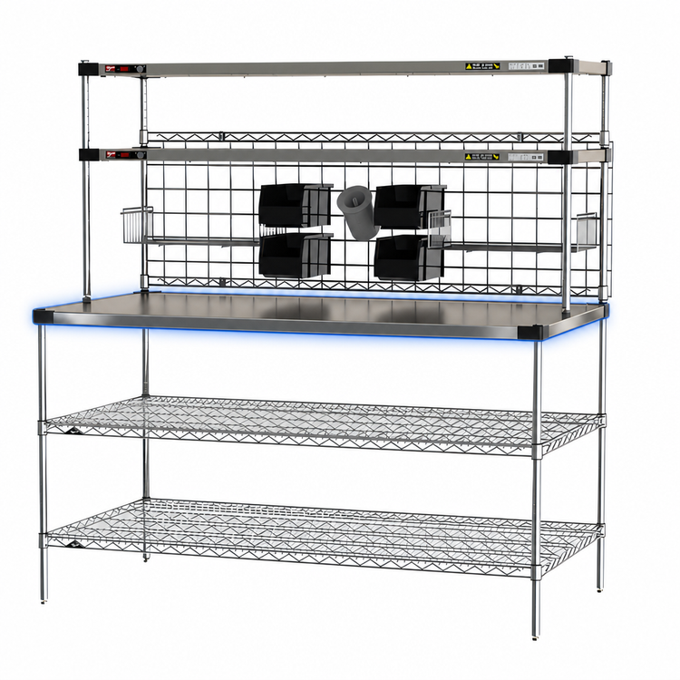 Product image #5 for Metro2Go 60-Inch Stainless Steel Prep Workstation with Overhead Heated Shelves