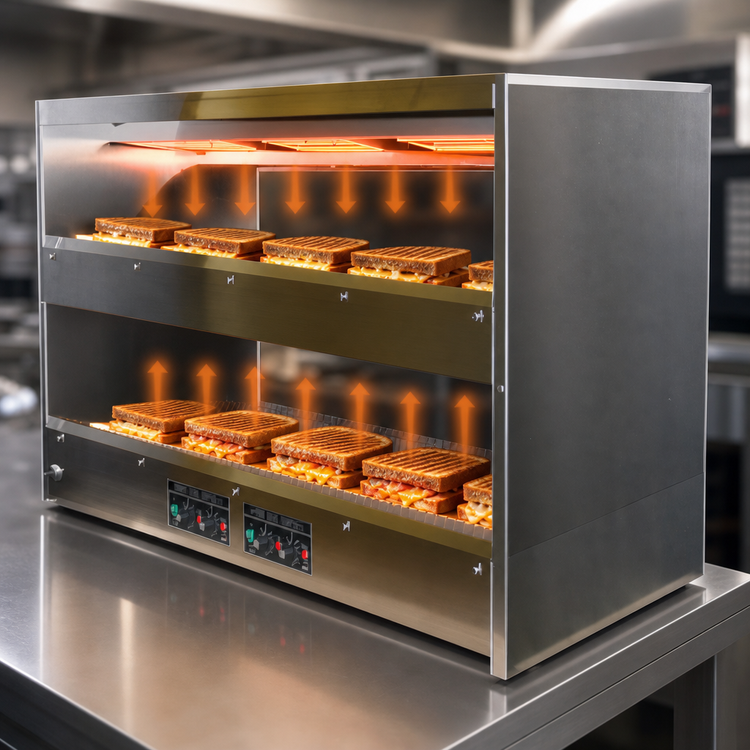 Product image #4 for BKI 2TSM-3824R Countertop Pass-Through Sandwich Warmer with 2 Slanted Shelves