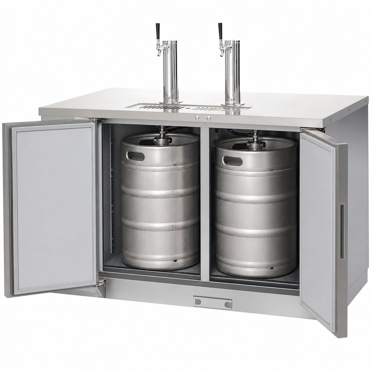 Product image #4 for Everest Refrigeration EBD2-SS Two-Section Direct Draw Keg Refrigerator, 57-3/4-Inch Wide, Stainless Steel, 2 Half-Barrel Capacity