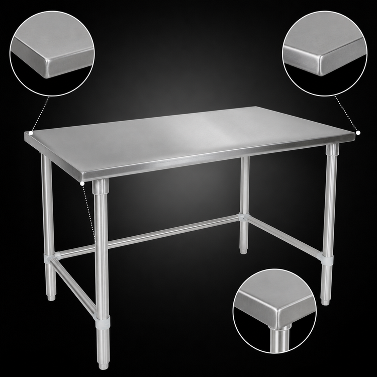 Product image #4 for John Boos Stallion 84 Inch x 36 Inch Stainless Steel Flat Top Work Table with Safety Edge