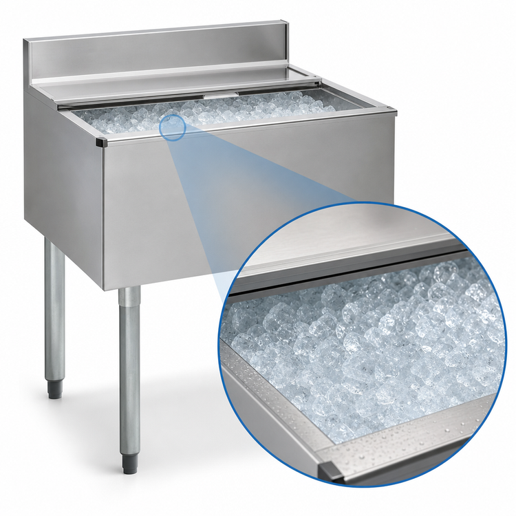 Product image #4 for Eagle Group 2200 Series Underbar Ice Bin/Cocktail Unit with 7-Circuit Cold Plate, 24 x 24 in., 125 lb. Capacity