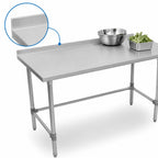 Thumbnail image #4 for John Boos Stallion ST4R1.5-36144SBK Stainless Steel Work Table, 144 x 36 Inch, Open Base, Safety Edge, 1-1/2 Inch Rear Up-Turn