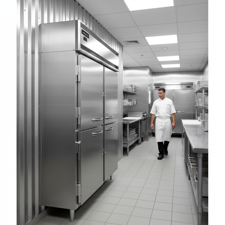 Product image #3 for Continental Refrigerator Designer Line 57"W Two-Section Shallow Depth Reach-In Freezer with Half-Height Solid Doors