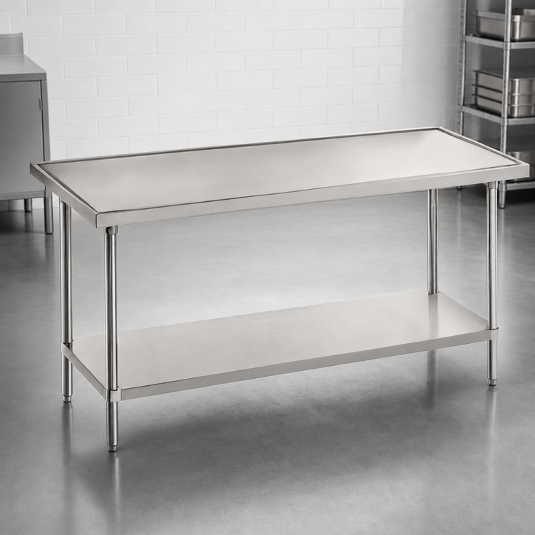 Product image #4 for Advance Tabco 108-Inch x 36-Inch Flat Top 304 Stainless Steel Work Table with Adjustable Galvanized Undershelf
