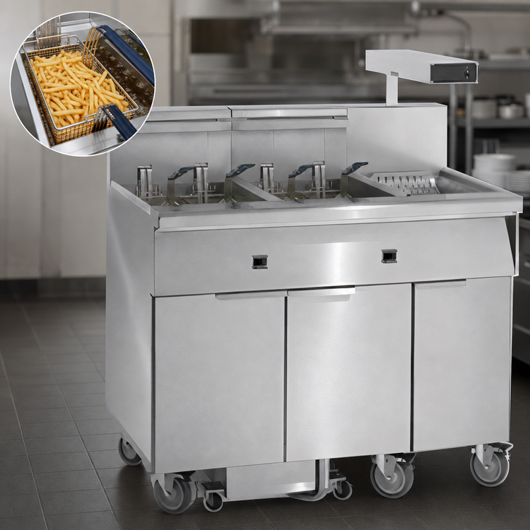 Product image #4 for Imperial 5-Battery Electric Floor Fryer with Built-In Filter System and Dump Station, 75 lb. Capacity per Tank