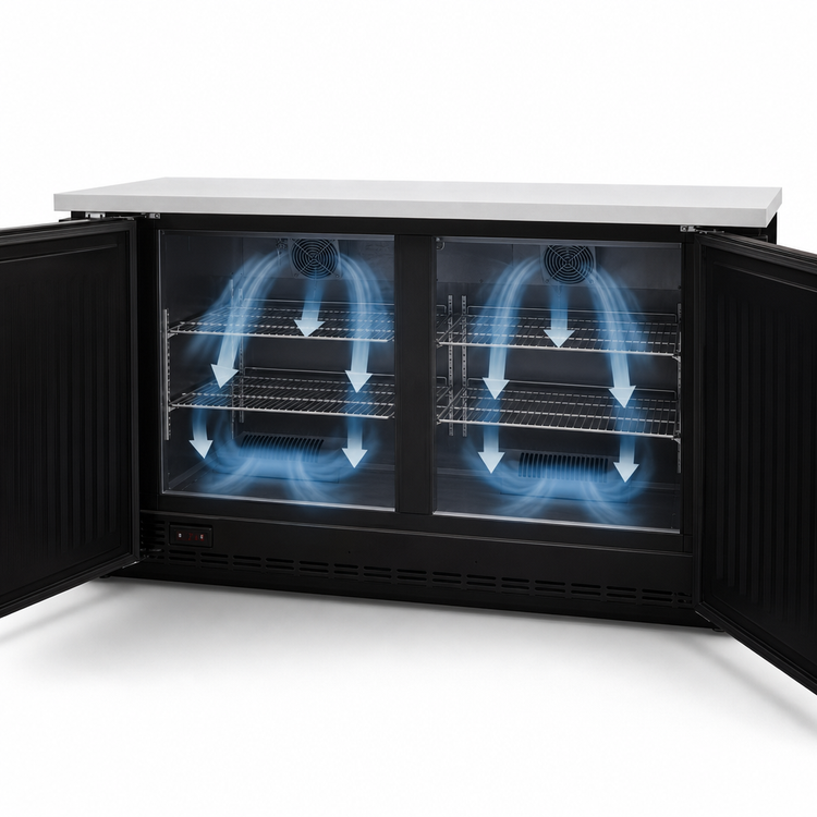 Product image #4 for Migali Competitor Series 60-Inch Two-Section Solid Door Back Bar Refrigerator