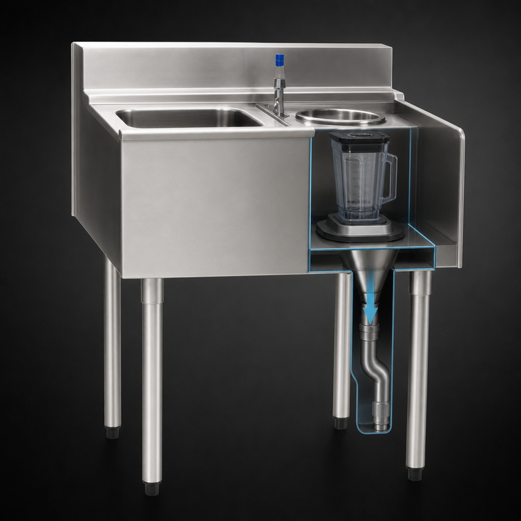 Product image #4 for Eagle Group 2200 Series Underbar Ice Bin/Cocktail Station with Blender Recess and Left Ice Bin, 36 x 24 Inches