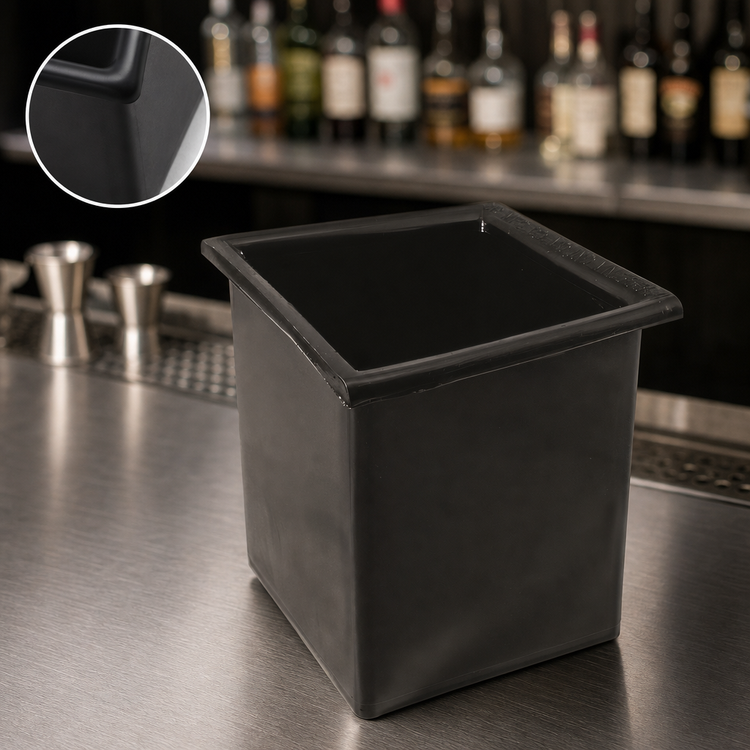 Product image #4 for Bar Maid Square Black Polyethylene Bottle Well / Drip Catcher