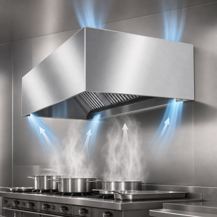 Product image #4 for SpecAir HEIA96-54 Wall-Type Make-Up Air Exhaust Hood, 54"W