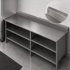 Thumbnail image #4 for John Boos EBOS6R5-24132 Enclosed Base Stainless Steel Work Table, Open Front, 132 x 24 in, 16-Gauge 300 Series Top, 5-Inch Backsplash, Fixed Unders:**