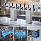 Thumbnail image #4 for Perlick Corporation 4006-30BPC4 Bridge Tee Draft Beer Tower, 30 Faucets, Glycol-Cooled, Extra High, Countertop, Polished Chrome