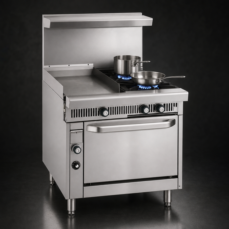 Product image #4 for Imperial Spec Series Heavy Duty 36-Inch Modular Gas Range with 18-Inch Thermostatic Griddle and 2 Open Burners