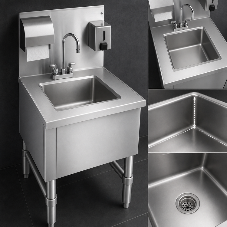 Product image #4 for Eagle Group Spec-Bar Freestanding Underbar Hand Sink with Front Door, Soap Dispenser, and Paper Towel Dispenser, 18 x 24 Inches