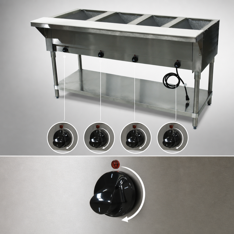 Product image #4 for Advance Tabco Triumph Supreme 4-Well Electric Hot Food Table with Undershelf and Cutting Board