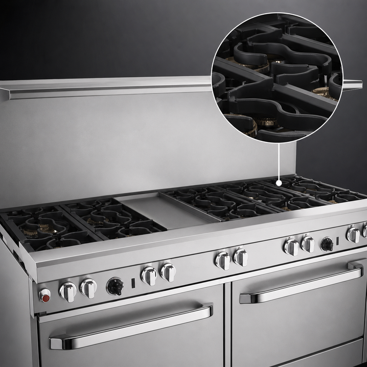 Product image #4 for Southbend Ultimate 60-Inch Gas Restaurant Range with 6 Open Burners, 24-Inch Griddle, Standard Oven, and Cabinet Base