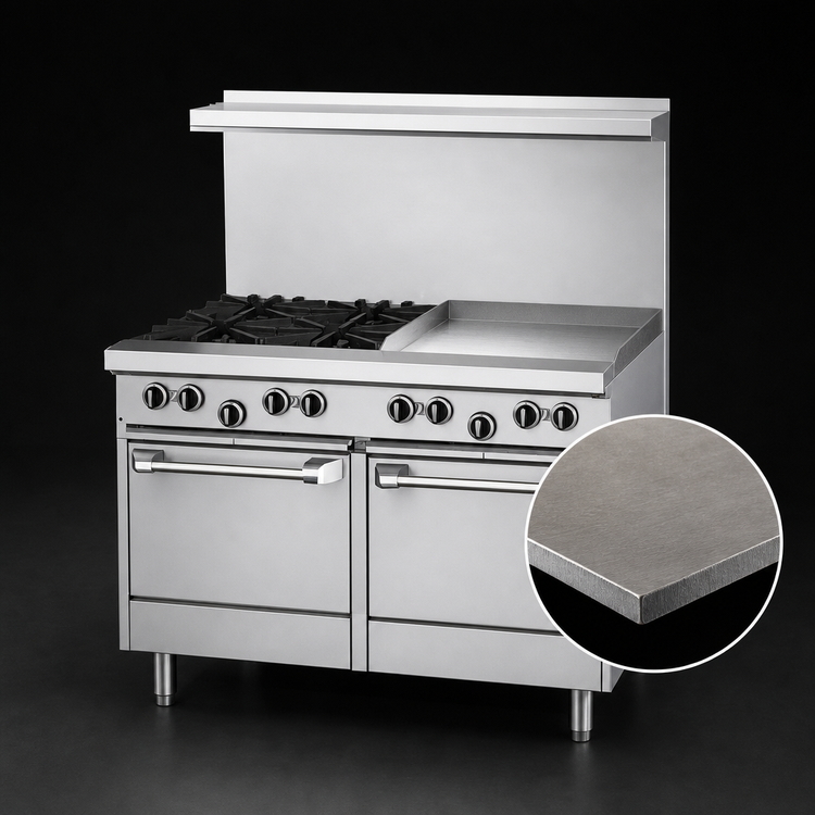 Product image #4 for Garland US Range U-Series 48-Inch Gas Restaurant Range with 2 Open Burners, 36-Inch Griddle, and Storage Bases