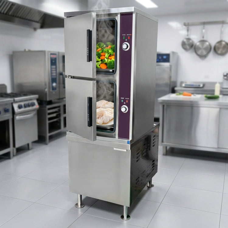 Product image #3 for Crown DCX-2-24 Direct Steam 2-Compartment Full-Size Convection Steamer with 24" Cabinet Base