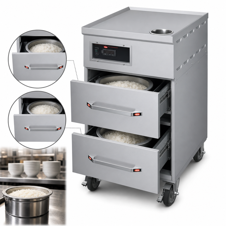 Product image #4 for Hatco HRDW-2 2-Drawer Electric Rice Drawer Warmer, 120V, Stainless Steel