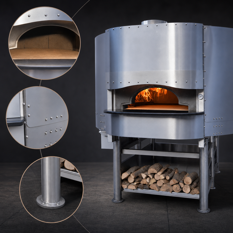 Product image #4 for Morello Forni FW110 Wood-Fired Round Stone Hearth Pizza Oven with Stand, 43-Inch Cooking Diameter