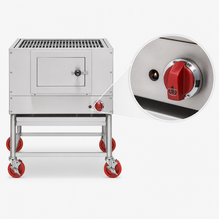 Product image #4 for American Range 48-Inch Wood/Charcoal Floor Model Charbroiler with Gas Log Lighter