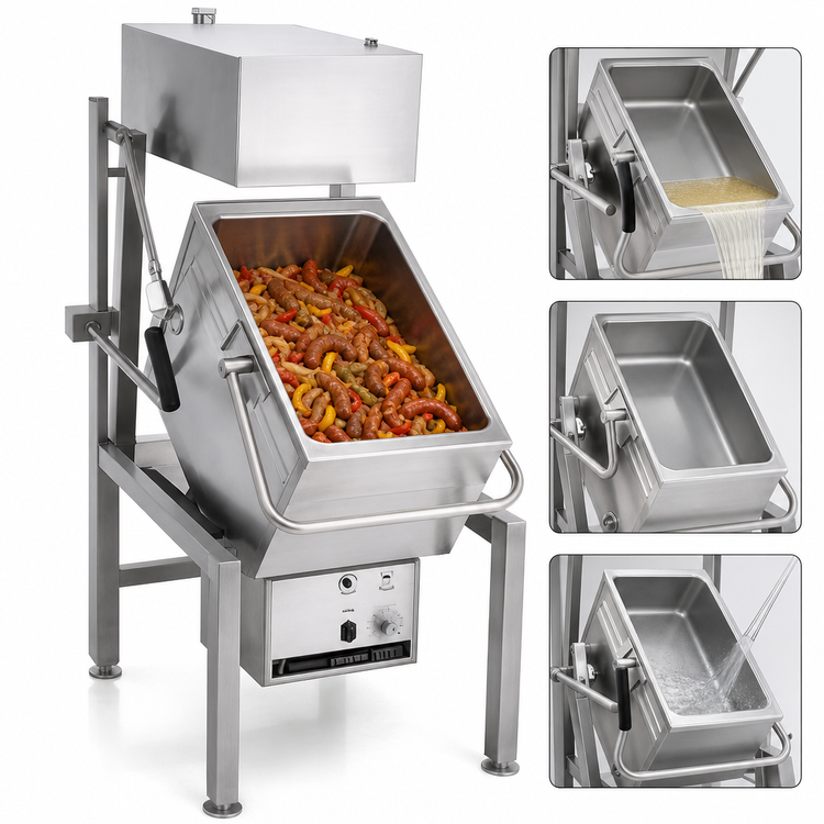 Product image #4 for Skittle SKGL3-7 Gas-Fired Insulated Tilting Multi-Function Cooker with 3-Pan Capacity