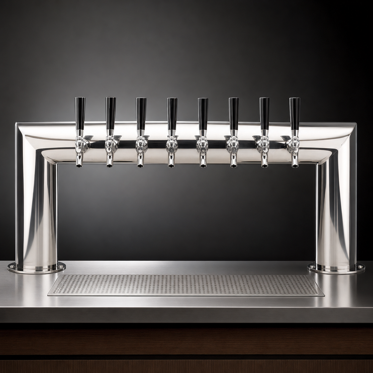 Product image #4 for Countertop Pass-Thru 8-Faucet Glycol-Cooled Draft Beer Tower, Polished Stainless Steel