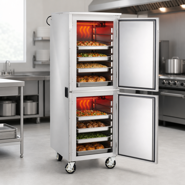Product image #4 for FWE Handy Line Mobile Heated Holding Cabinet, Double Compartment Split Cavity, 220-240V