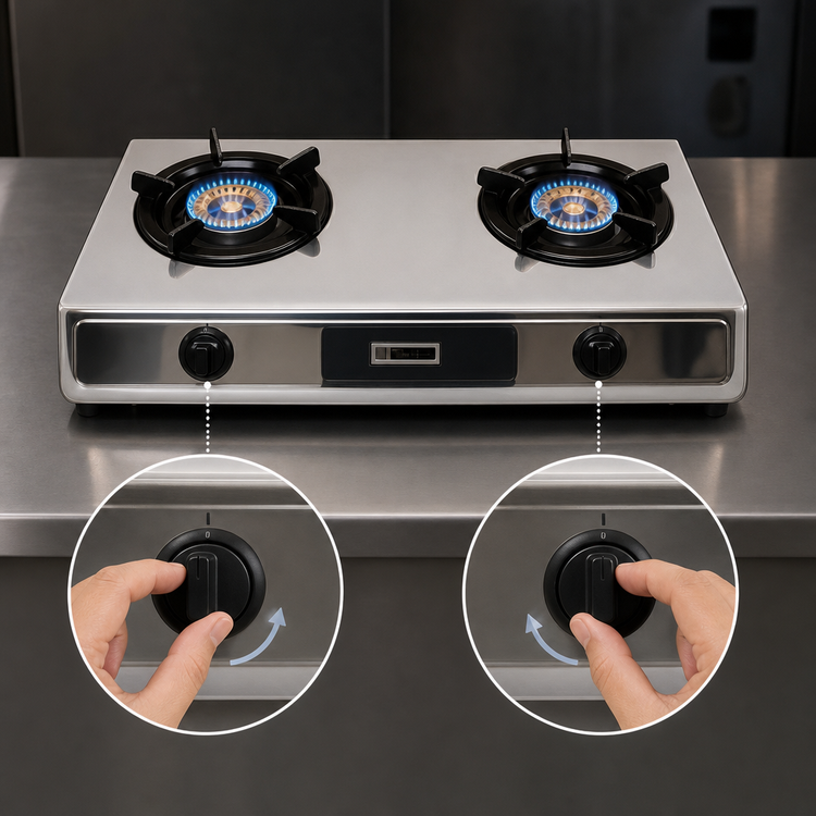 Product image #4 for Thunder Group Countertop Propane Double Burner Hot Plate