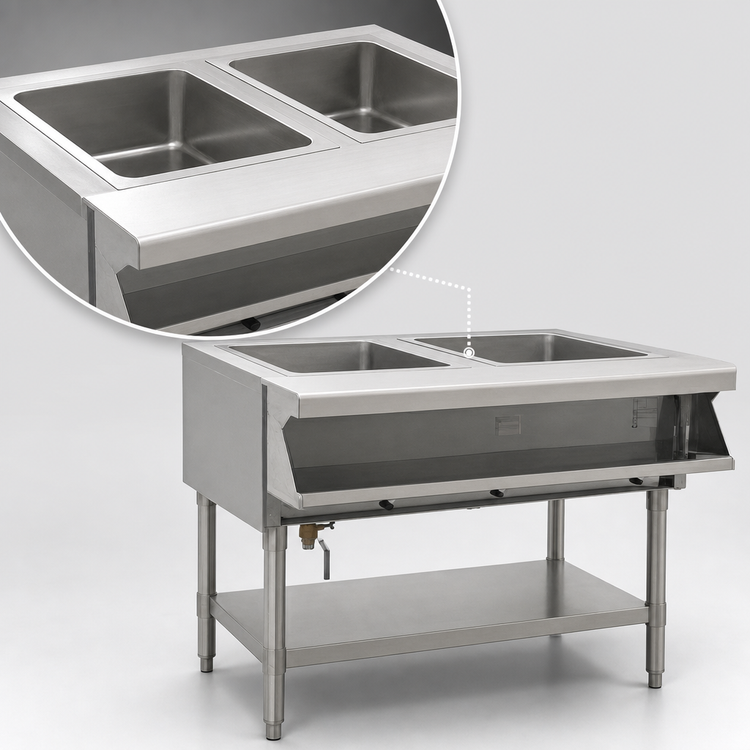 Product image #4 for Eagle Group SHT2-240-X Electric Sealed Well Hot Food Table with Open Base, 2 Wells, 240V