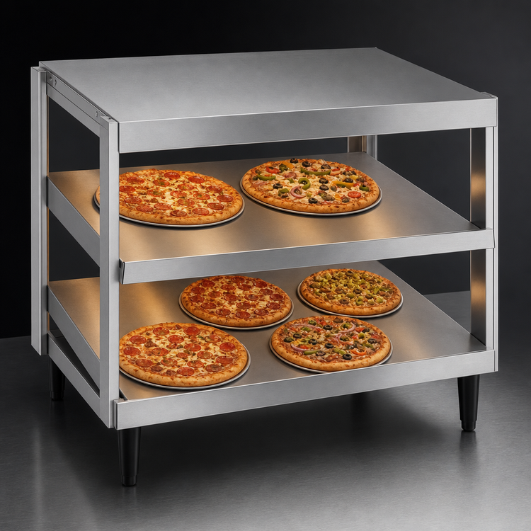 Product image #4 for Hatco Glo-Ray® Countertop Pass-Thru Pizza Warmer with Double Slant Shelves and Incandescent Lighting, 48 Inches x 24 Inches Deep