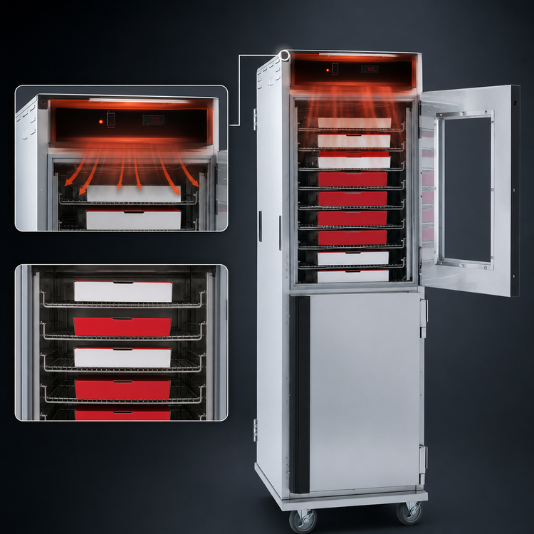 Product image #4 for Cres Cor Full-Height Mobile Heated Pass-Thru Pizza Holding Cabinet, 24 Pizza Box Capacity