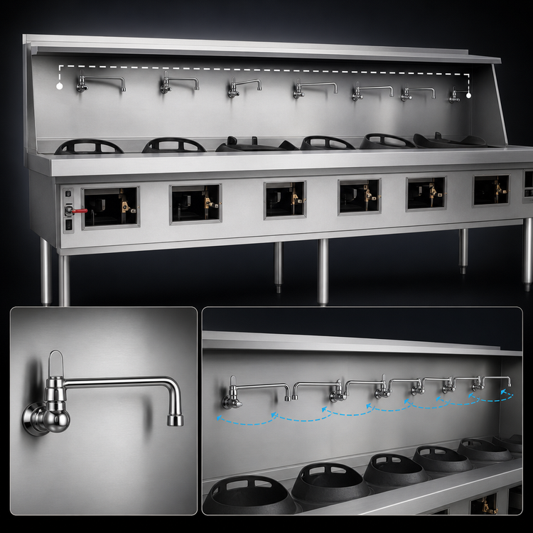 Product image #4 for MasterRange 6-Section Gas Wok Range with Brick-Lined Chambers and Swing Faucets