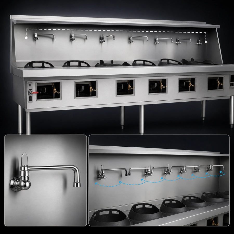 Six Swing Faucets