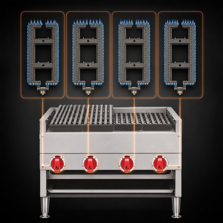 Product image #4 for American Range AECB-44 48-Inch Countertop Lava-Rock Charbroiler with 4 H-Shaped Burners