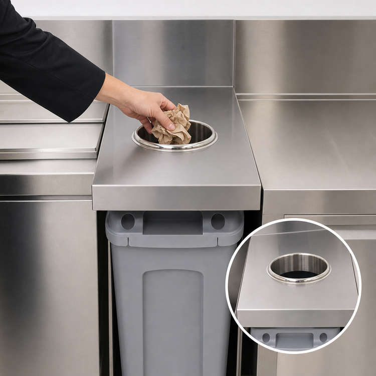 Product image #4 for Advance Tabco Prestige Supreme Underbar Trash Receptacle Cover for Slim Jim Trash Can, 12 x 25 x 19 Inches