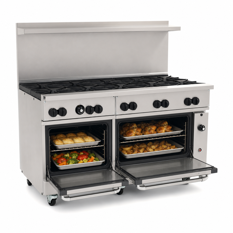 Product image #4 for Vulcan Endurance 60-Inch Natural Gas Commercial Range with 10 Open Burners and 2 Standard Ovens