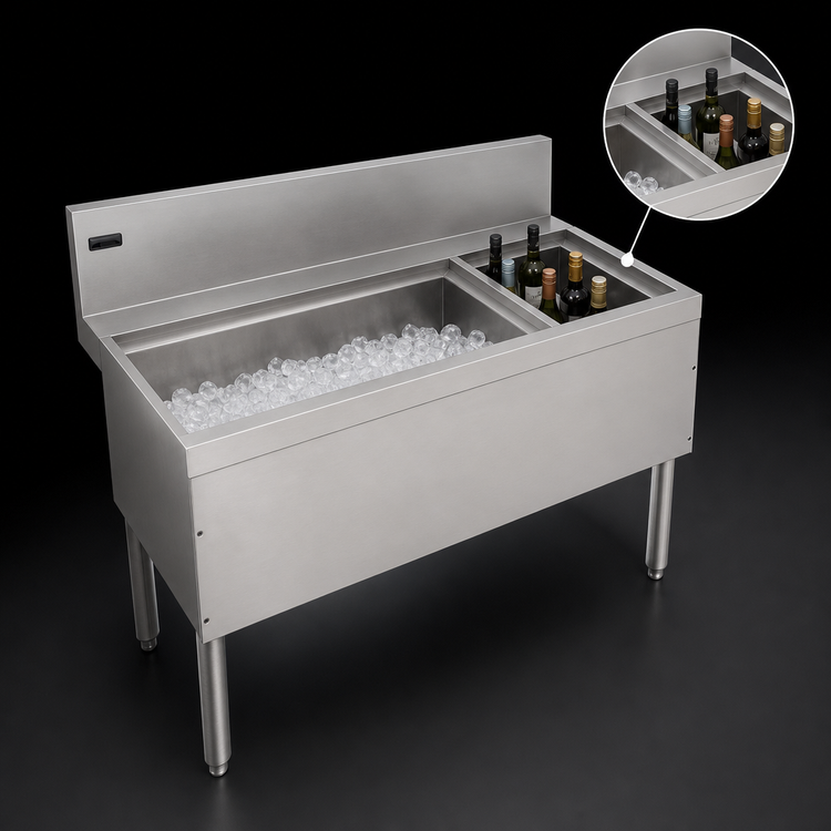 Product image #4 for Advance Tabco Prestige Supreme 36-Inch Bar Ice Chest with 10-Circuit Cold Plate and Right-Side Bottle Storage Rack
