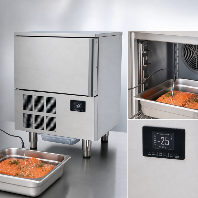 Product image #4 for HURRiCHiLL Reach-In Undercounter Blast Chiller/Shock Freezer, 3-Pan, Self-Contained, 120V
