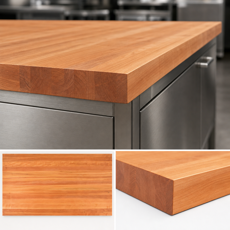 Product image #4 for John Boos Boos Block American Cherry Edge Grain Kitchen Countertop, 108" W x 30" D x 3" Thick, Varnique Finish