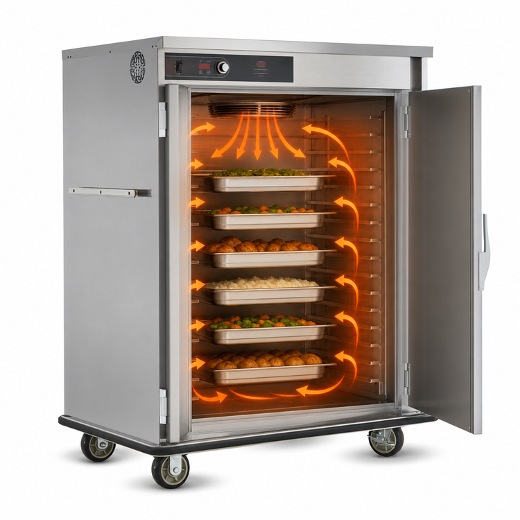Product image #4 for FWE TST-20 Slim-Line Mobile 2-Door Heated Holding Cabinet, Stainless Steel, Forced-Air Heat